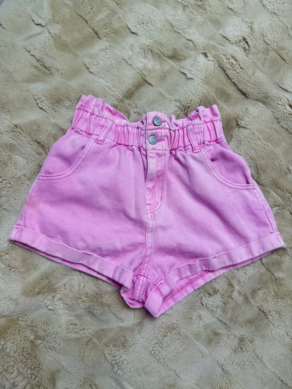 PacSun Bubblegum Pink High-Waist Paperbag Shorts